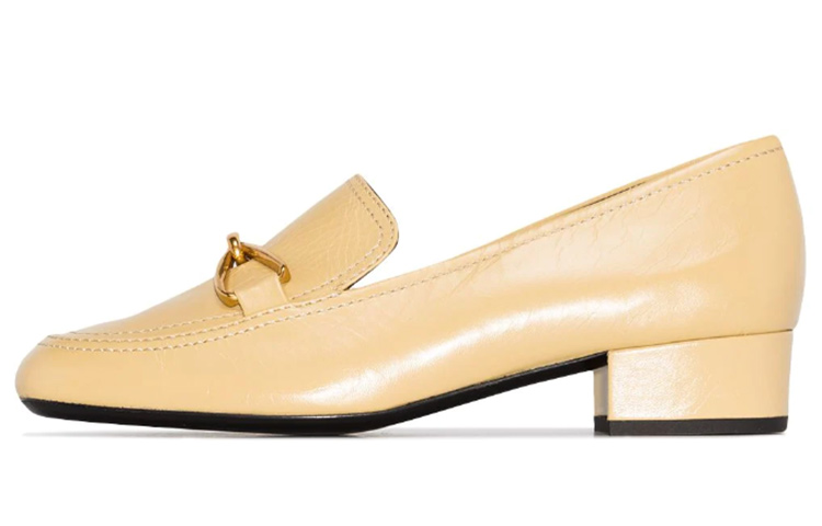 (W) By Far Lino 35mm Leather 'Yellow Fashion Casual High Heel'