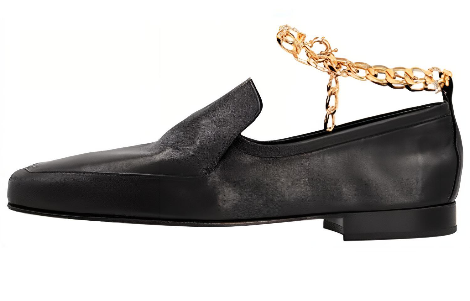 (W) By Far Loafer 'Black Leather Chain'