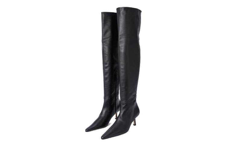 (W) By Far Meghan 'Black Leather Pointed-Toe Zip-Up Over-The-Knee Boots' 圖 3