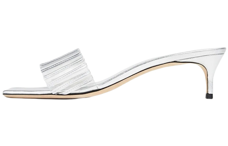 (Women) By Far Mei 'Metallic Silver Leather Mules' 20SSMEMSVL