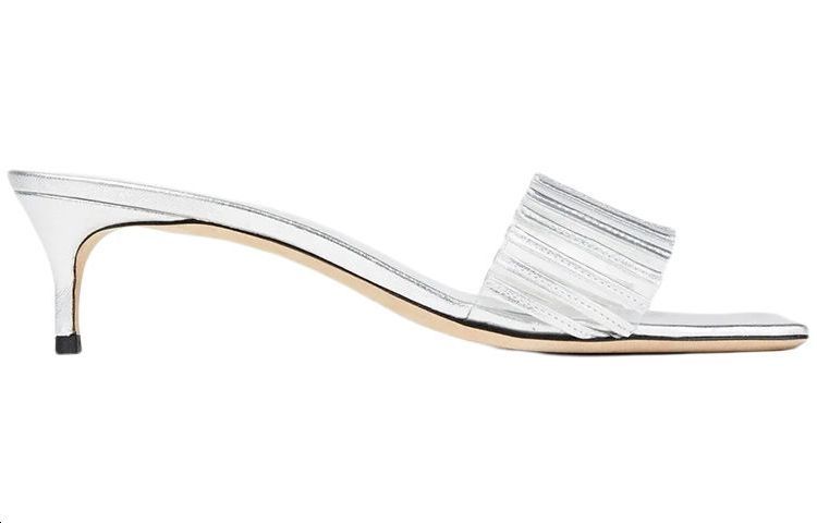(W) By Far Mei 'Metallic Silver Leather Mules' 圖 2