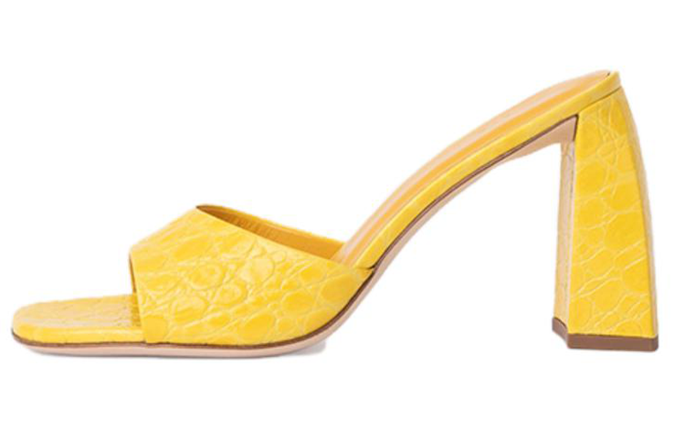 Buy (W) By Far Michele Kulit 10cm 'Sandal Kuning Jemari Kotak' 22FWMICHMBLP-152755