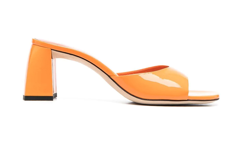 (W) By Far Michele Sandals 'Orange Patent Leather Block Heel Open Toe' 圖 2