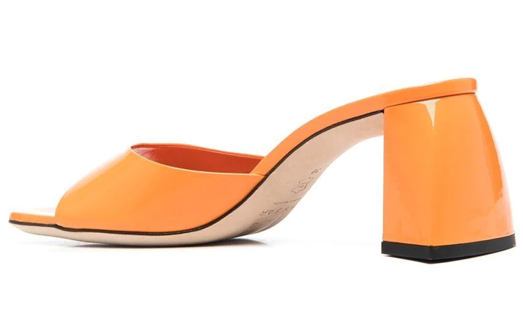 (W) By Far Michele Sandals 'Orange Patent Leather Block Heel Open Toe' 圖 4