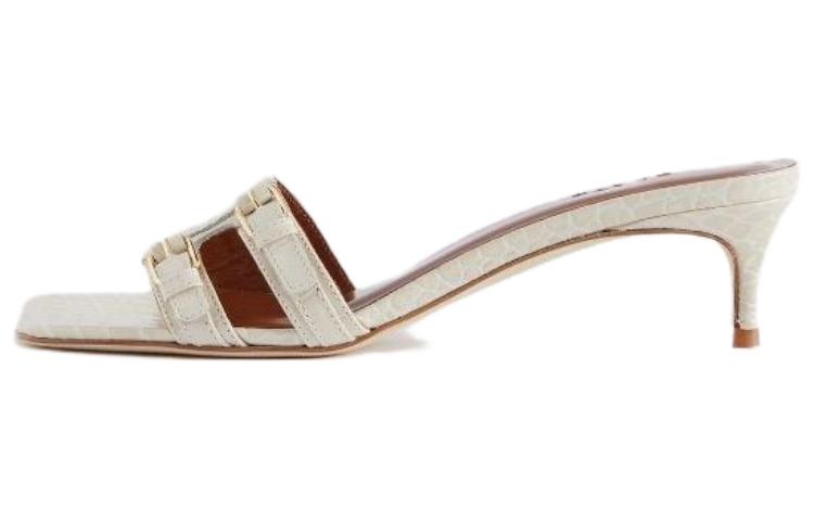 (W) By Far Nap Slides 'White Croc-Embossed'