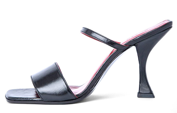 (W) By Far Nayla High Heeled Sandals 'Black Wrinkled Leather'