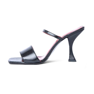 (W) By Far Nayla High Heeled Sandals 'Black Wrinkled Leather'