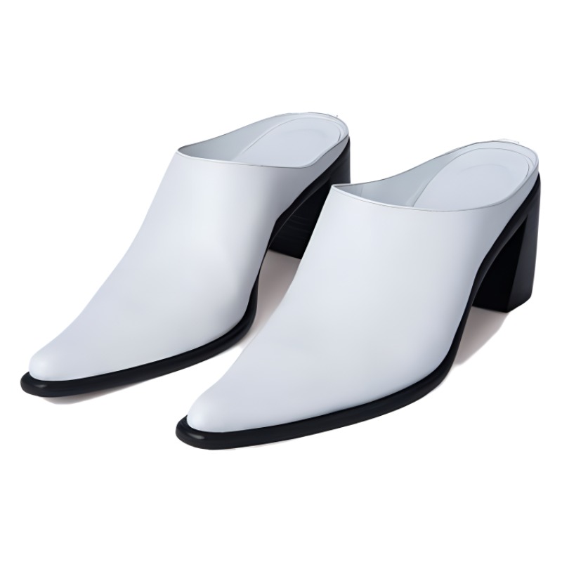 Lookbook By Far Nef 皮革 時尚高跟 包頭拖鞋 7.5cm 女款 白色