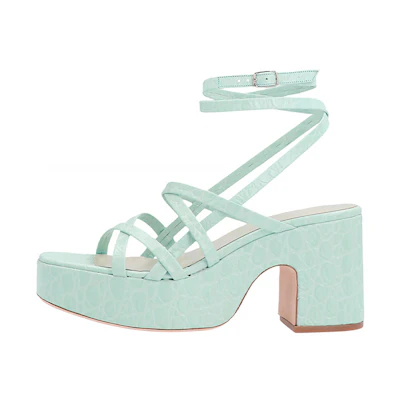 (W) By Far Pamela 'Crocodile Ice Blue'