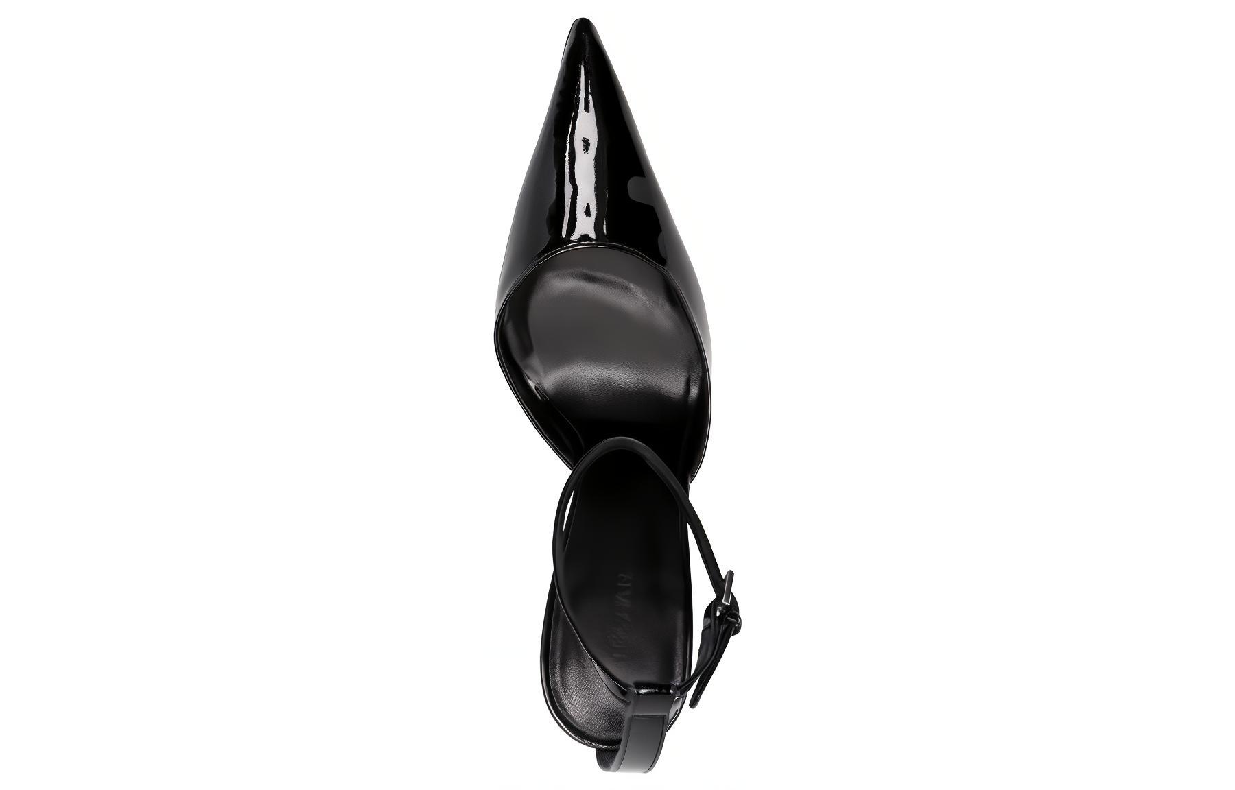 Shop (Women) By Far Patent Leather Buckle Pointed-Toe Stiletto 'Black' 23CRELZHBLPBL