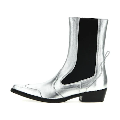 (W) By Far Pointed Toe Chelsea Boot 5.5cm 'Silver'