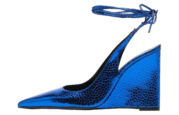 (Women) By Far Pointed Toe Lace-Up High Heels 'Blue Leather' 23CRVAUWBUFLGBU