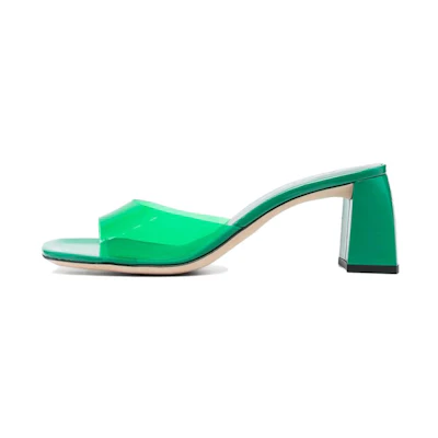 (W) By Far PVC 'Transparent Strap Green'