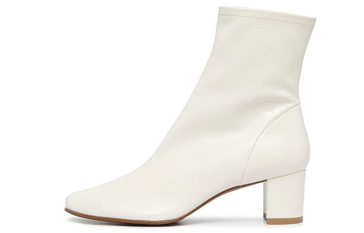 (Women) By Far Round-Toe Block-Heel Ankle Boots 'White' 21FWSOFVNGG
