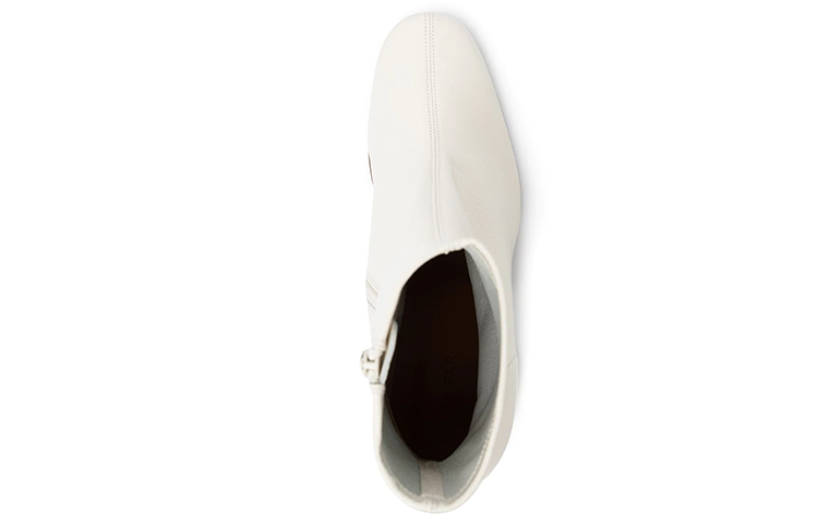 Shop (Women) By Far Round-Toe Block-Heel Ankle Boots 'White' 21FWSOFVNGG