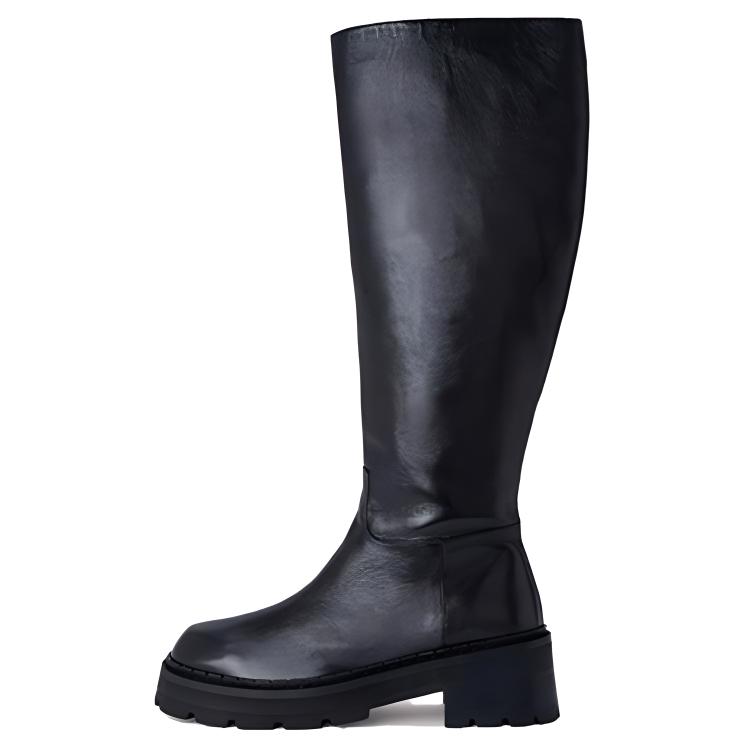 (Women) By Far Russel 'Black Leather Zipper High-Top Boots' 22FWRUSDBLNAP