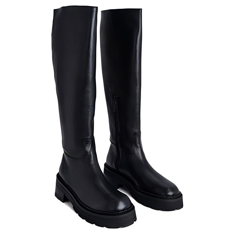 Shop (W) 바이파 러셀 블랙 레더 지퍼 하이탑 부츠 (By Far Russel 블랙 지퍼 부츠 is shorter if needed) 22FWRUSDBLNAP