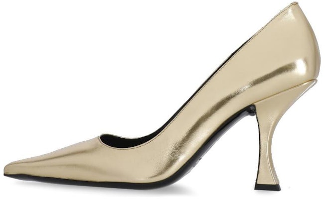 By Far 皮革 簡約風格 細跟 高筒鞋 9cm 女款 金色 Buy By Far 皮革 簡約風格 細跟 高筒鞋 9cm 女款 金色