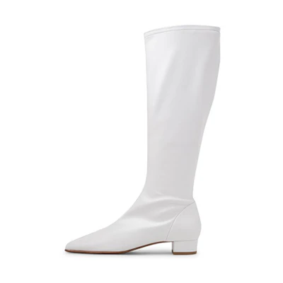 (W) By Far Square Lace-Up Zip High-Top Boots 'White Leather'