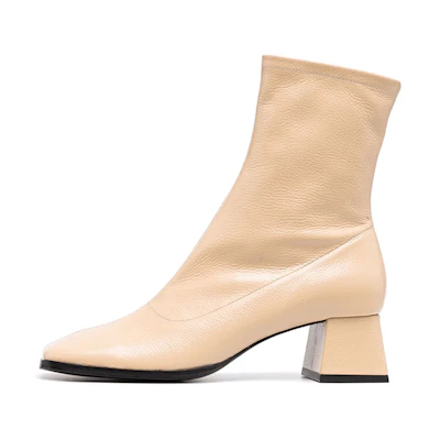 (W) By Far Square Toe Ankle Boots 'Beige'
