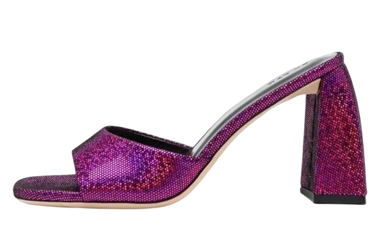 Buy (W) バイファー スクエアトゥ ブロックヒール パープルスライド 23CRMICHMFCHDDFCH