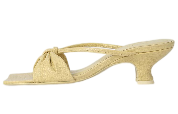 (Women) By Far Square Toe Block Heel Sandal 'Yellow Leather' 22CRFREVNLGRL