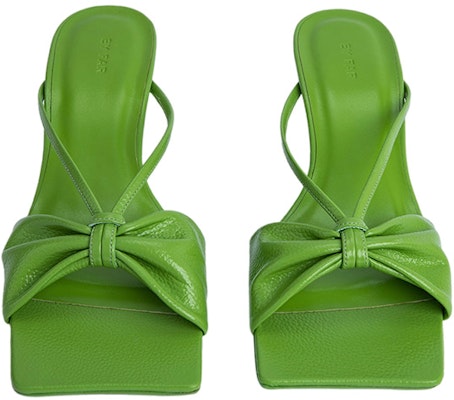 By Far 皮革粗跟方頭涼鞋 女款 綠色 Shop By Far 皮革粗跟方頭涼鞋 女款 綠色