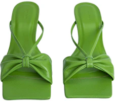Shop (Women) By Far Square Toe Block Heel Sandals 'Green Leather' 22CRFREPSGG