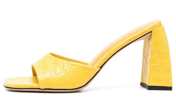 (Women) By Far Square Toe High Heel Fashion Slide 'Yellow' 23CRMICHMDUKCCEDUK