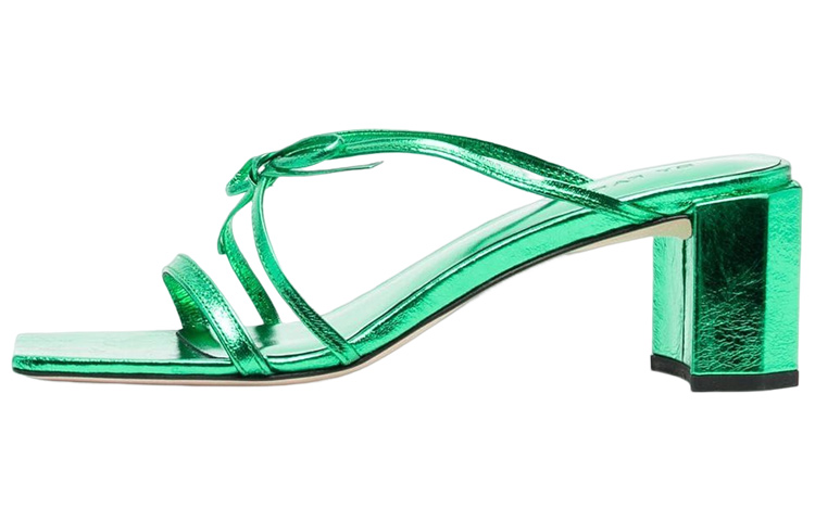 (W) By Far Square Toe High Heel Sandal 'Green Fashion'