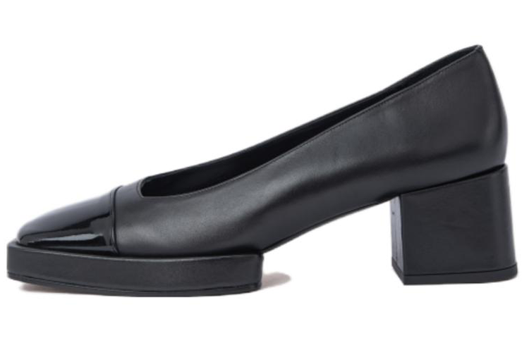 (Women) By Far Square Toe Slip-On 'Black Leather Block Heel' 23SSSAVPBLPAN