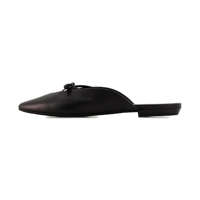 (W) By Far Square Toe Slip-On Mules 'Black Leather'