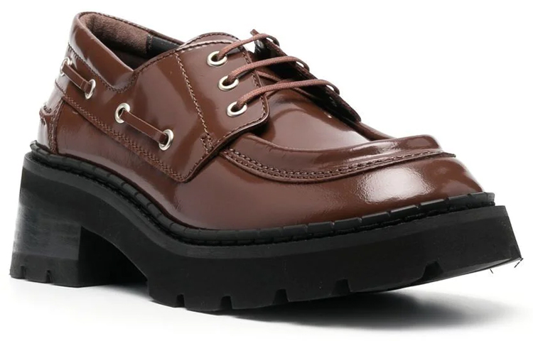 (W) By Far Stanley 'Brown Leather Lace-Up Chunky Heels' 圖 2