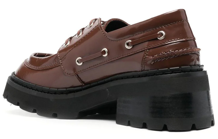 (W) By Far Stanley 'Brown Leather Lace-Up Chunky Heels' 圖 3