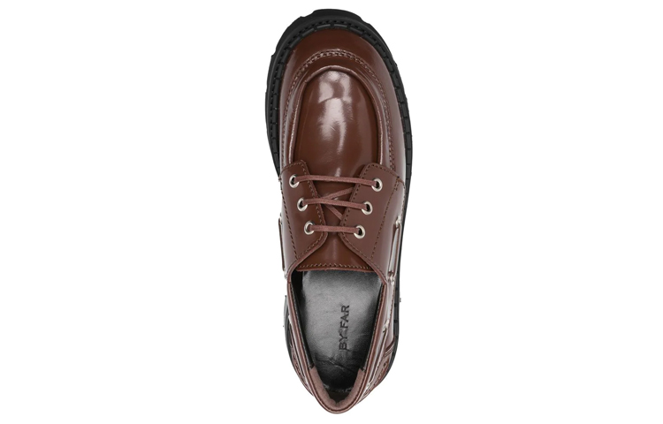 (W) By Far Stanley 'Brown Leather Lace-Up Chunky Heels' 圖 4