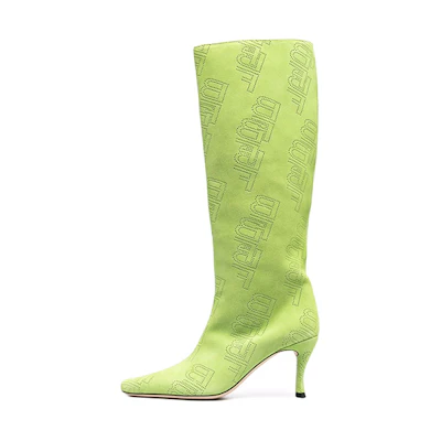 (W) By Far Stevie 42 High-Top Boot 'Green Alphabet Print'