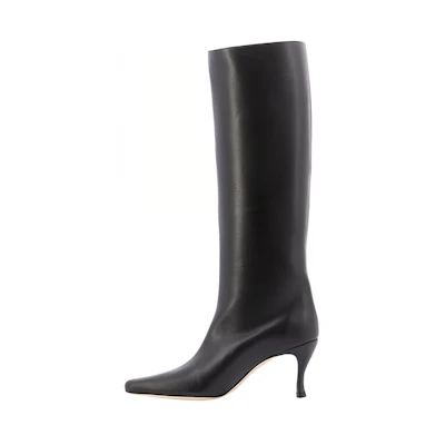 (W) By Far Stevie 42 High Boot 'Sleek Black Leather'