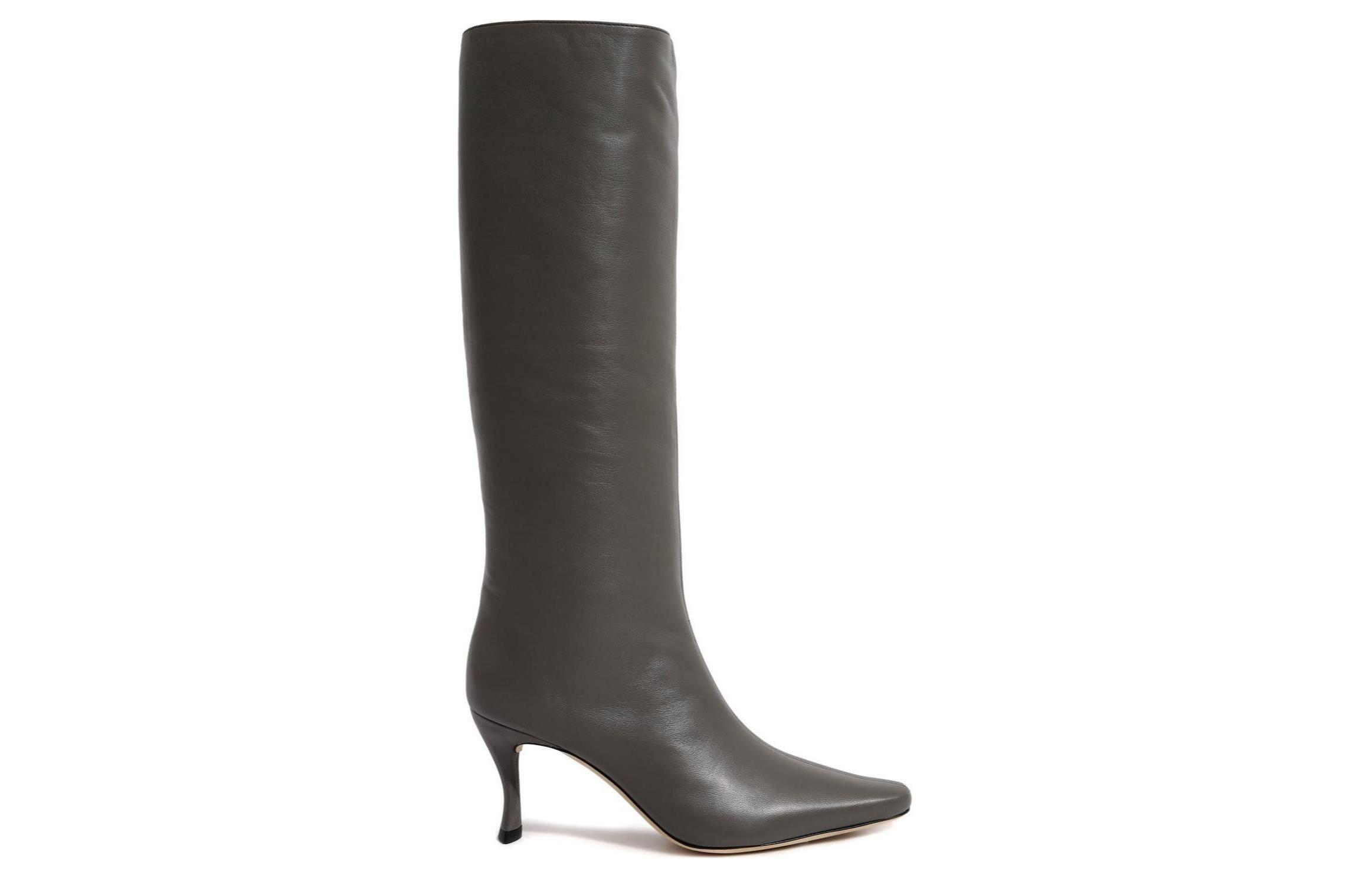 Order (Women) By Far Stevie 'Grey Leather Pointed-Toe Boots' 22FWSVICEMNAP