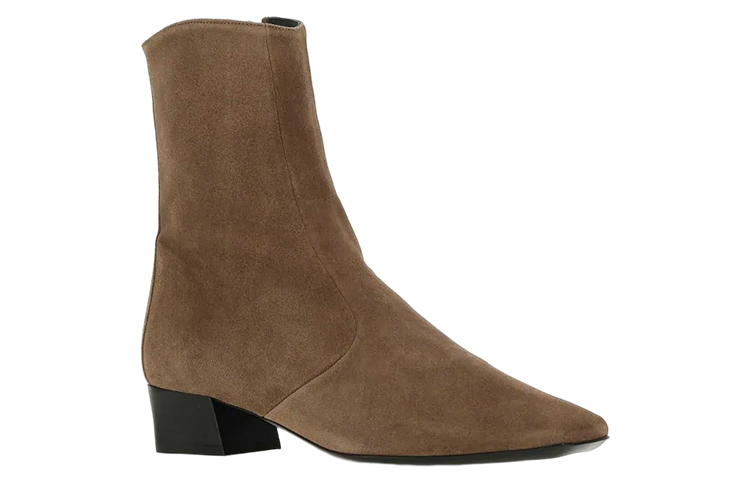 Lookbook (W) By Far 厚底绒面革棕色踝靴 21FWGILBTNUTN