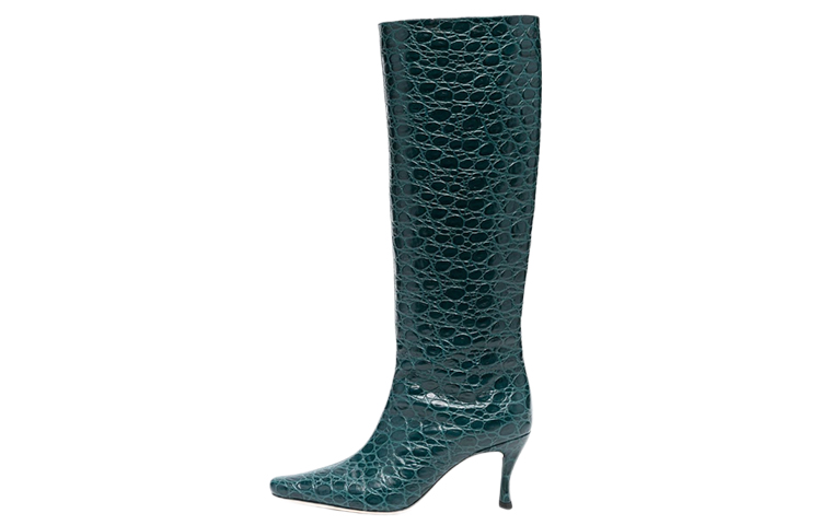 (W) By Far Tall Boots 'Green Croc'