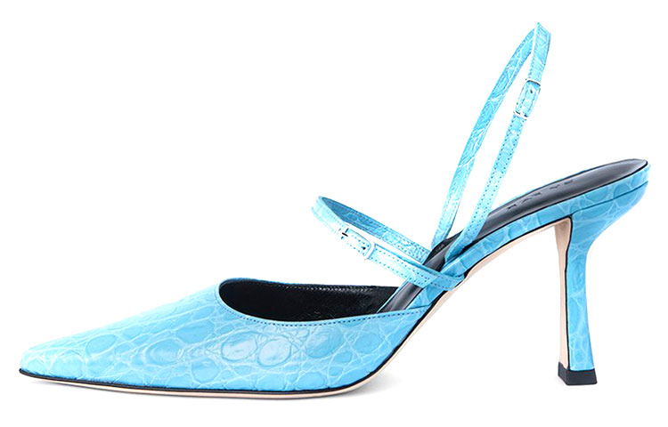 (Women) By Far Tiffany High Heels 'Circular Crocodile Pattern Ocean Blue' 32221263691822