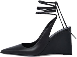 (Women) By Far Vaughn 'Black Pointed Lace-Up Wedge' 22CRJNBLGRL-152740 (Women) By Far Vaughn 'Black Pointed Lace-Up Wedge' 22CRJNBLGRL-152740