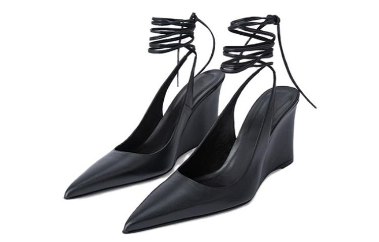 Order (W) 바이파 보운 블랙 레이스업 웨지 22CRJNBLGRL-152740