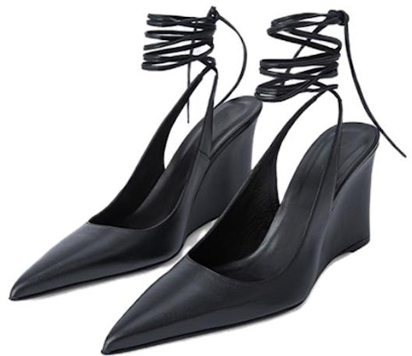 (Women) By Far Vaughn 'Black Pointed Lace-Up Wedge' 22CRJNBLGRL-152740 Order (Women) By Far Vaughn 'Black Pointed Lace-Up Wedge' 22CRJNBLGRL-152740