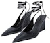Order (Women) By Far Vaughn 'Black Pointed Lace-Up Wedge' 22CRJNBLGRL-152740