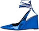 Buy (Women) By Far Vaughn 'Blue Pointed Lace-Up Wedge High Heels' 22CRJNBLGRL-152739