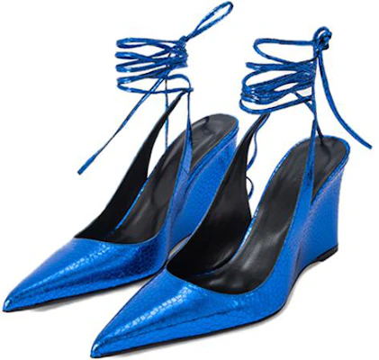 (W) By Far Vaughn 'Tacón Alto de Cuña Azul con Cordones en Punta' 22CRJNBLGRL-152739 Order (W) By Far Vaughn 'Tacón Alto de Cuña Azul con Cordones en Punta' 22CRJNBLGRL-152739