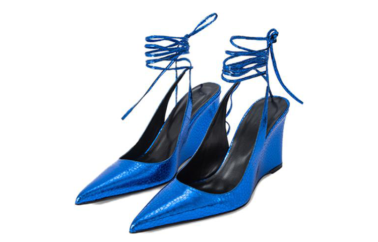 Order (W) By Far Vaughn 'Tacón Alto de Cuña Azul con Cordones en Punta' 22CRJNBLGRL-152739