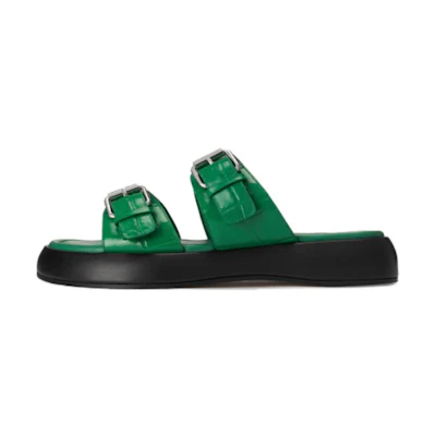 (W) By Far Wyatt 'Green Buckle Slide'