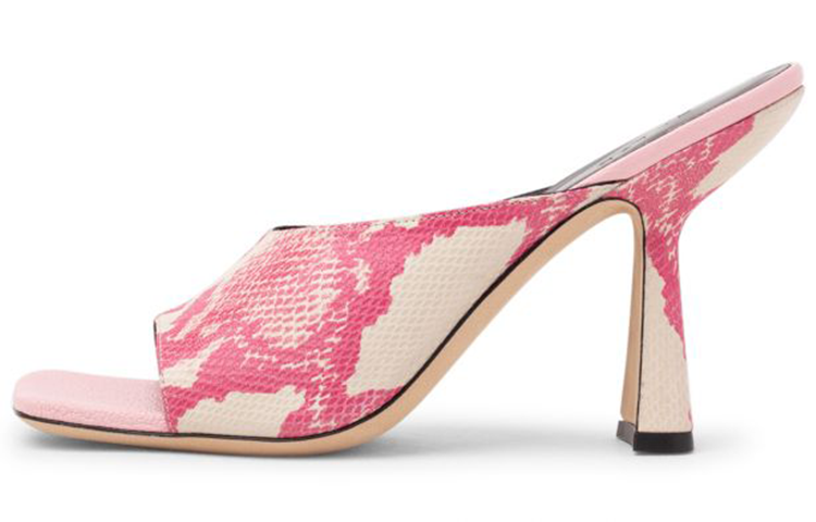 (W) By Far Zaya Mules 'Pink Cut-Out'